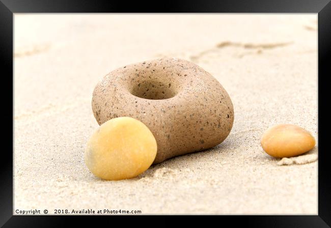 Sandy Pebbles on the seashore Framed Print by Andrew Ley