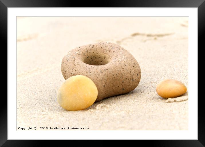 Sandy Pebbles on the seashore Framed Mounted Print by Andrew Ley