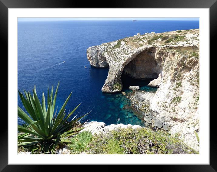sails at the blue grotto Framed Mounted Print by carl blake