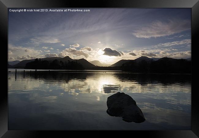 Sunset over Derwent water Framed Print by nick hirst