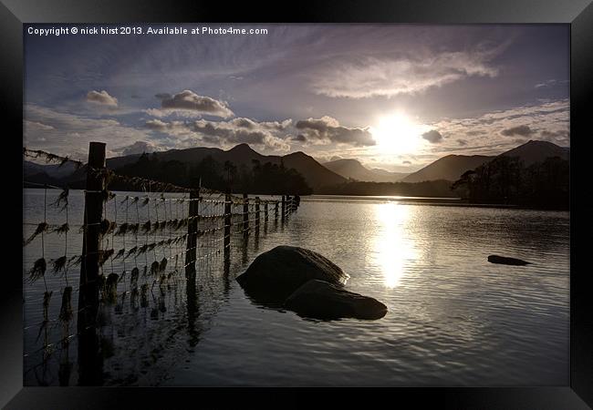 Derwent water sunset Framed Print by nick hirst