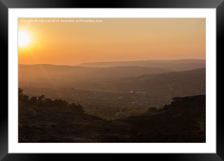 Sunsetting over Ikley Framed Mounted Print by nick hirst