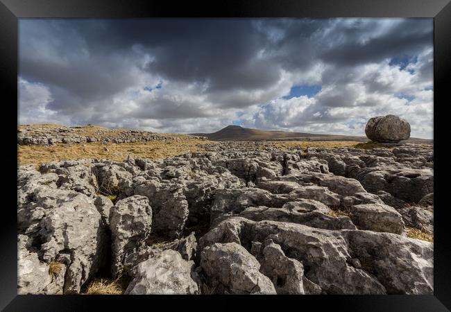 Twistleton Scar Boulder Framed Print by nick hirst