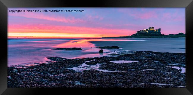 Sunrise Bamburgh Framed Print by nick hirst