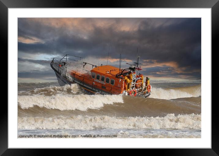 RNLI Lifeboat "Into the storm"  Framed Mounted Print by Digitalshot Photography