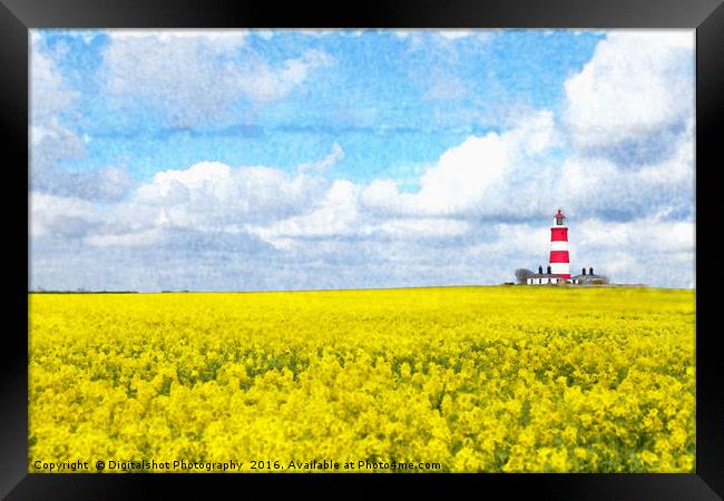 Happisburgh Lighthouse Watercolour Framed Print by Digitalshot Photography