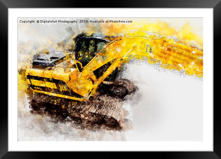 Unleashing the Power of JCB Excavator Framed Mounted Print by Digitalshot Photography