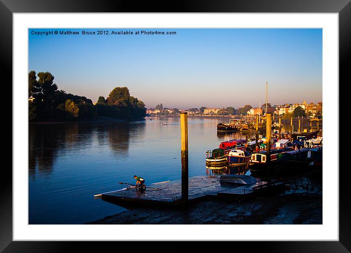 Dawn sculler on the Thames Framed Mounted Print by Matthew Bruce