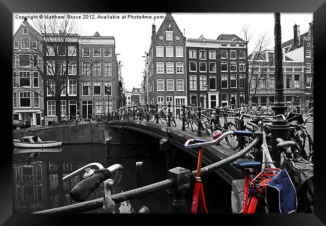 Red bike in Amsterdam Framed Print by Matthew Bruce