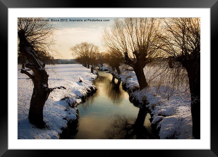 Stream in Winter Framed Mounted Print by Matthew Bruce