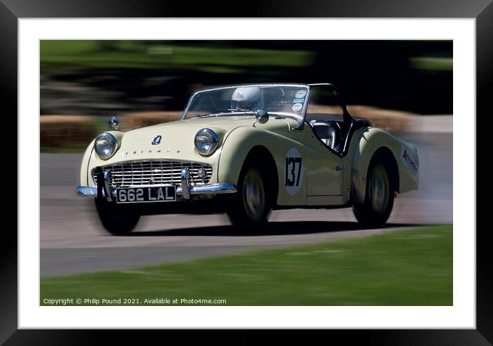 Classic Triumph Car Racing Framed Mounted Print by Philip Pound
