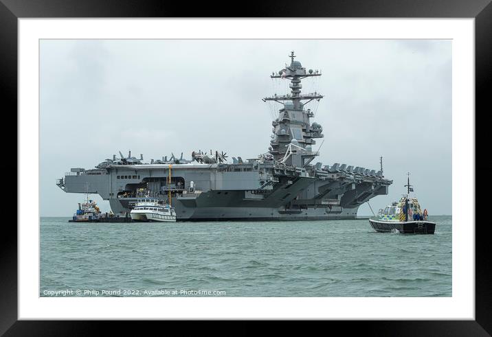 American Aircraft Carrier in The Solent Framed Mounted Print by Philip Pound