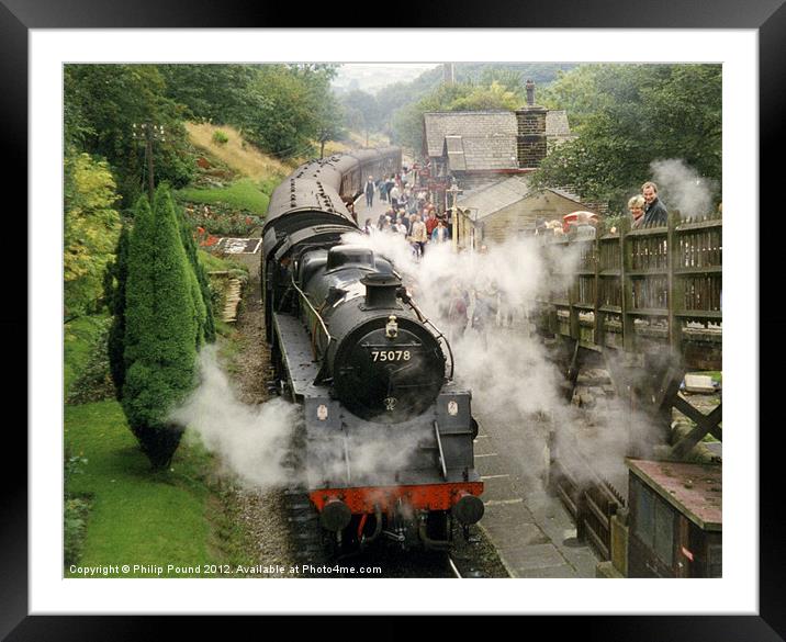 Steam Train at Haworth Framed Mounted Print by Philip Pound