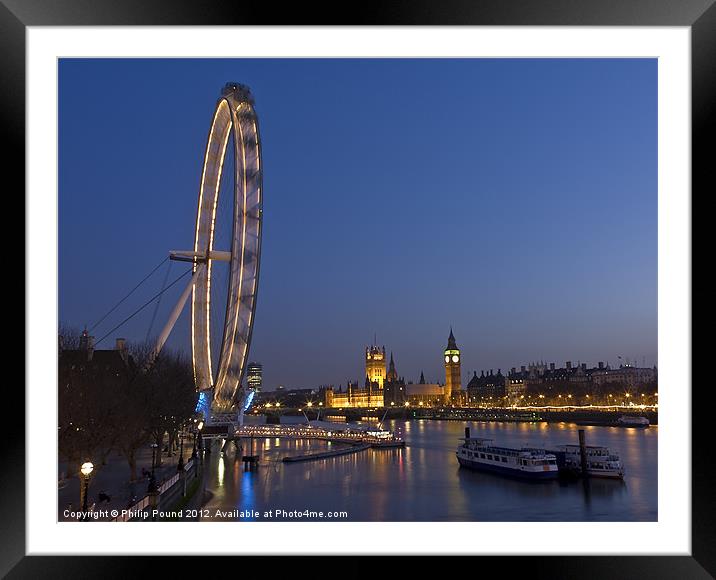 Houses of Parliament at Night Framed Mounted Print by Philip Pound