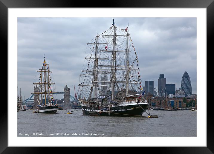 Tall Ships on River Thames Framed Mounted Print by Philip Pound