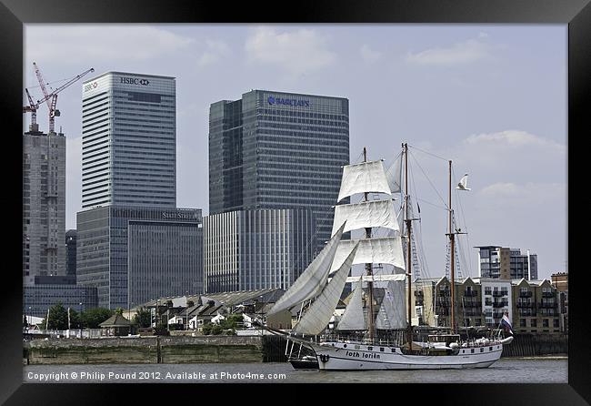 Tall Ship at Canary Wharf Framed Print by Philip Pound