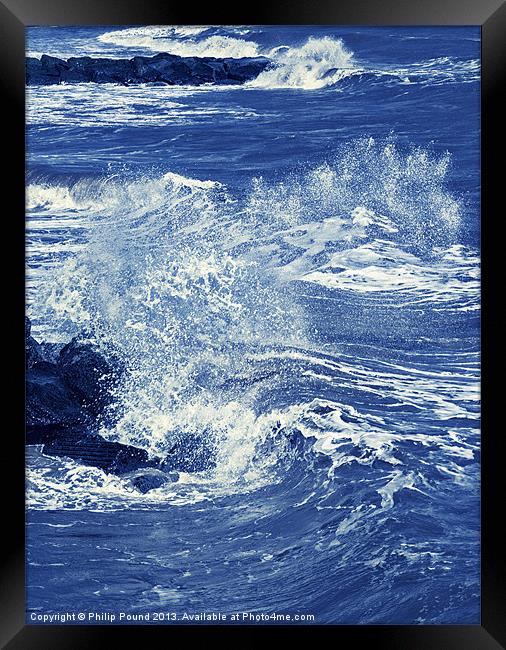 Sea spray on the rocks Framed Print by Philip Pound