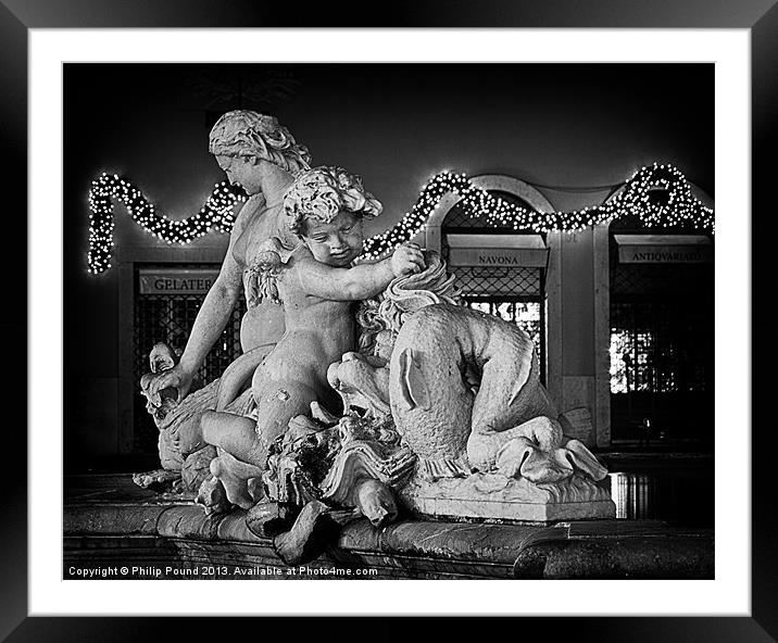 Cherub Piazza Navona Rome Fountain Framed Mounted Print by Philip Pound