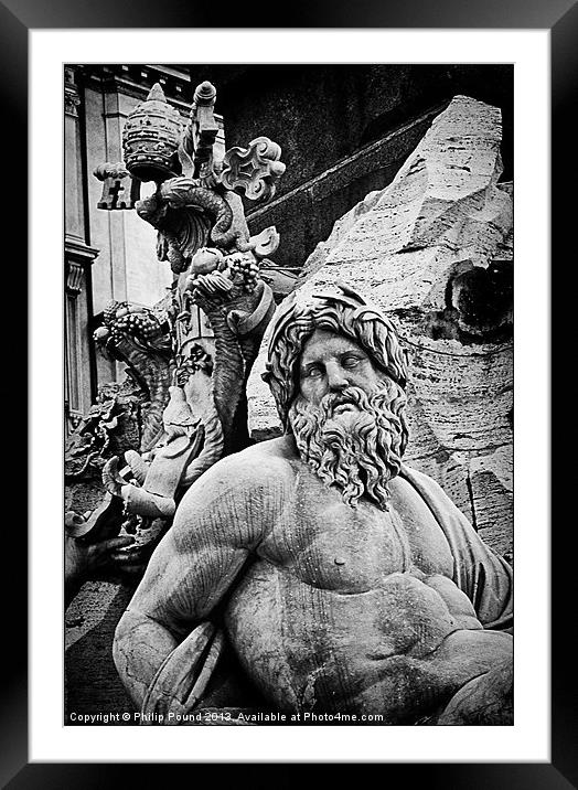 Bernini Statue Piazza Navona Rome Framed Mounted Print by Philip Pound