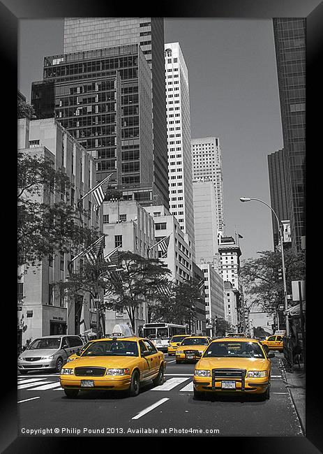New York Yellow Cabs Framed Print by Philip Pound