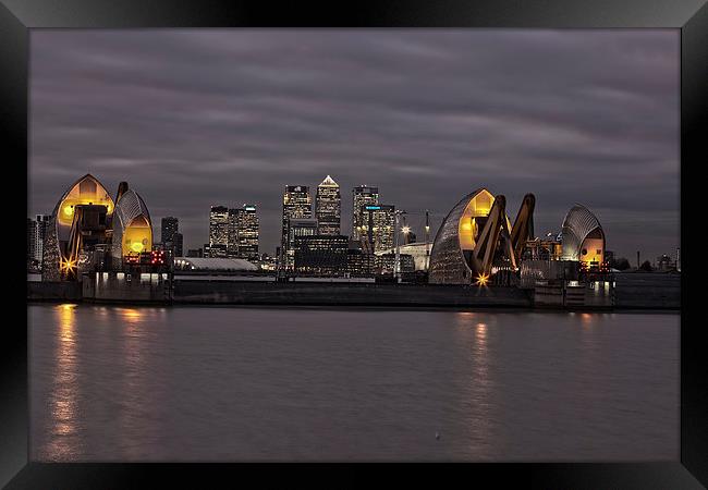 Thames Barrier at Night Framed Print by Philip Pound