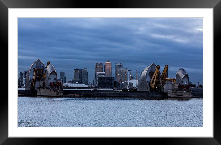 Night View of Londons Thames Barrier Framed Mounted Print by Philip Pound