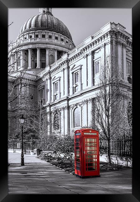 Red Phone Box at St Pauls Framed Print by Philip Pound