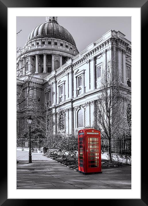 Red Phone Box at St Pauls Framed Mounted Print by Philip Pound