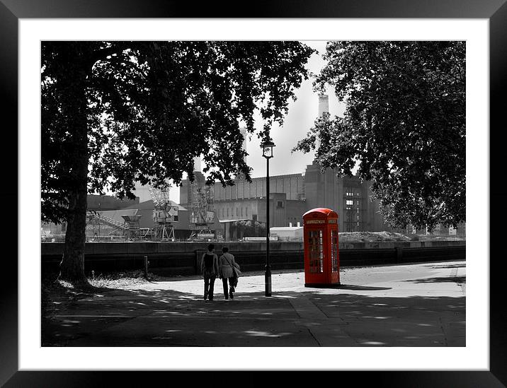 Walking along the Chelsea Embankment Framed Mounted Print by Philip Pound