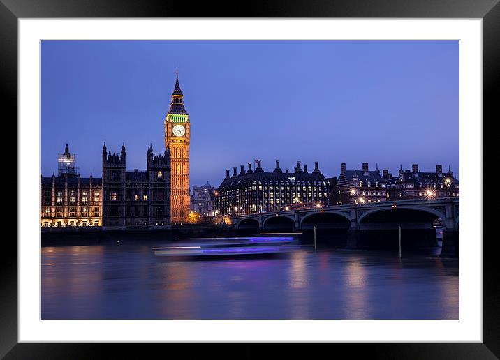 Westminster London by Night Framed Mounted Print by Philip Pound