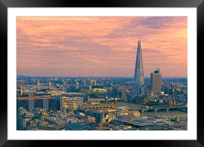  Sunset view of East London from the top of St Pau Framed Mounted Print by Philip Pound