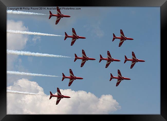  Nine Red Arrow Jets in Formation Framed Print by Philip Pound