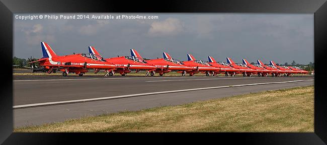  Red Arrow Jets Parked on the Runway at Biggin Hil Framed Print by Philip Pound