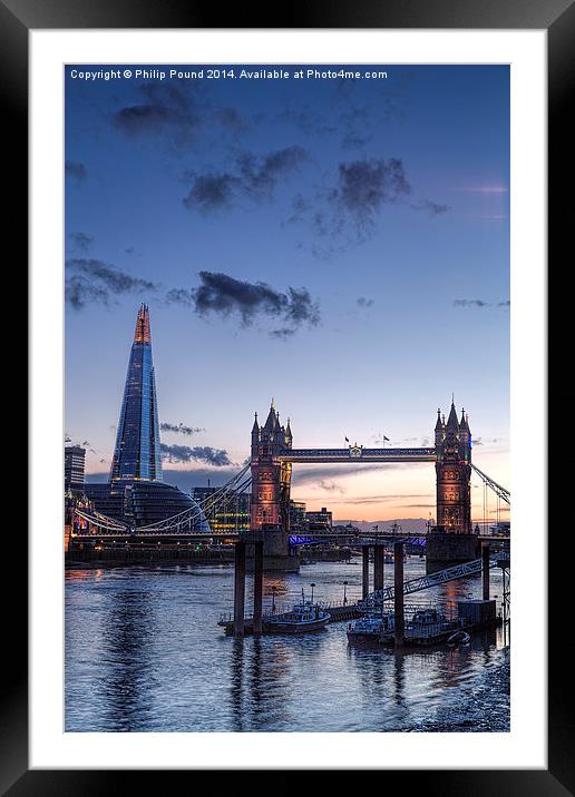 The Shard and Tower Bridge at Sunset Framed Mounted Print by Philip Pound