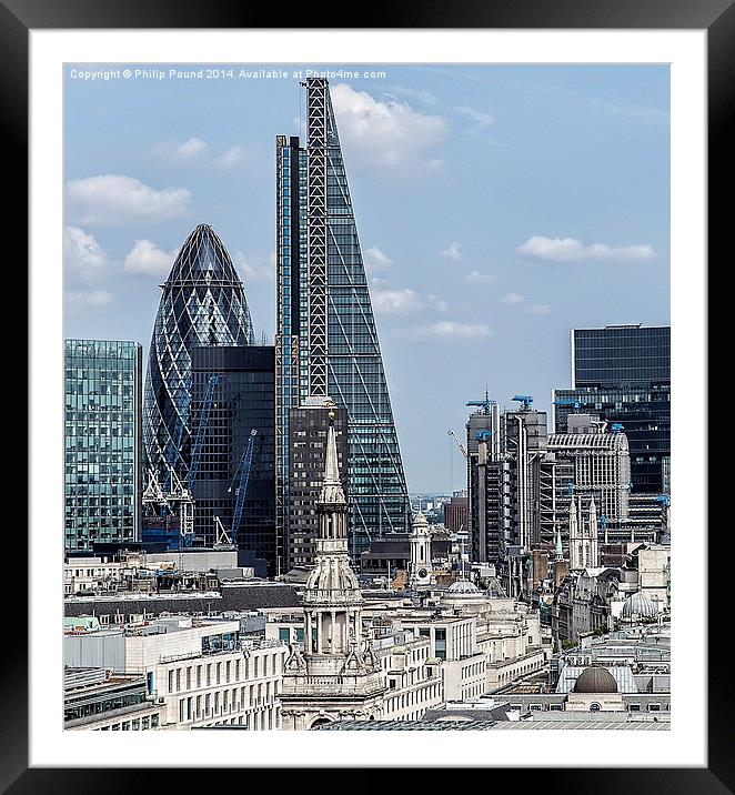  Gerkin, Cheesegrater and Lloyds Buildings in Lond Framed Mounted Print by Philip Pound