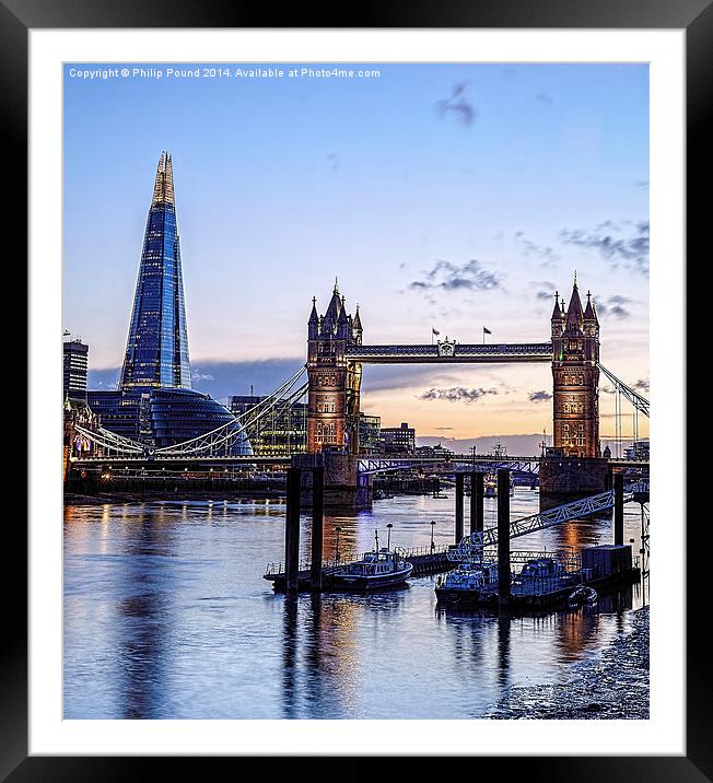  Tower Bridge and The Shard At Sunset Framed Mounted Print by Philip Pound