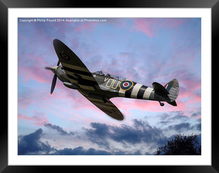  Spitfire in the Clouds Framed Mounted Print by Philip Pound