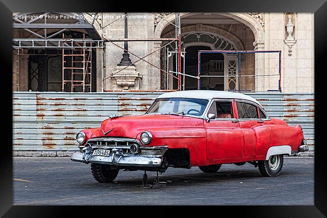 Broken Down American Car in Havana  Framed Print by Philip Pound