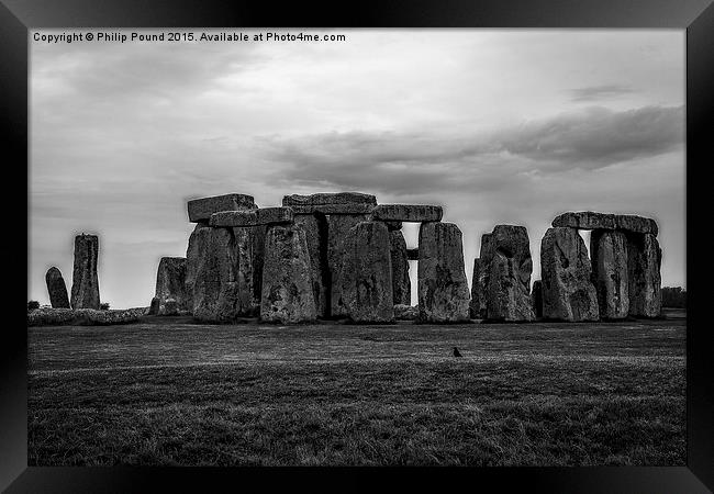  Stonehenge Monochrome Framed Print by Philip Pound