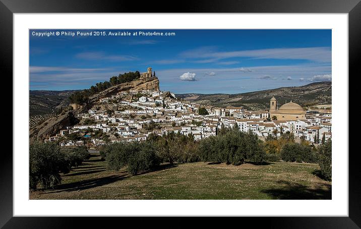  Two churches at mountain village in Spain Framed Mounted Print by Philip Pound