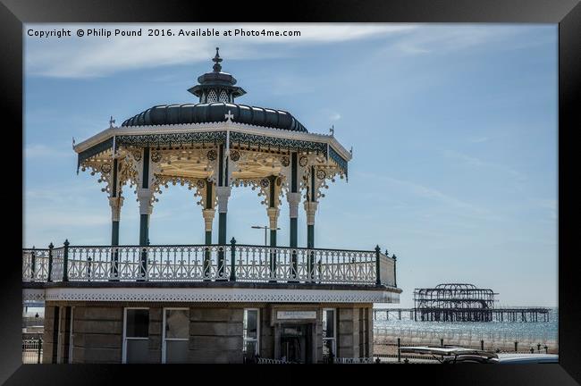 Historic Brighton Bandstand and West Pier Framed Print by Philip Pound
