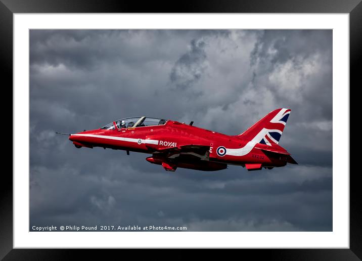 RAF Red Arrow Hawk Jet Framed Mounted Print by Philip Pound