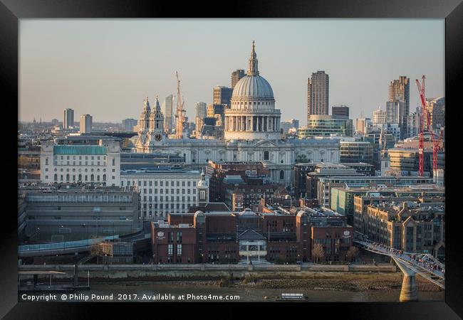 St Paul's Cathedral London from South of the River Framed Print by Philip Pound