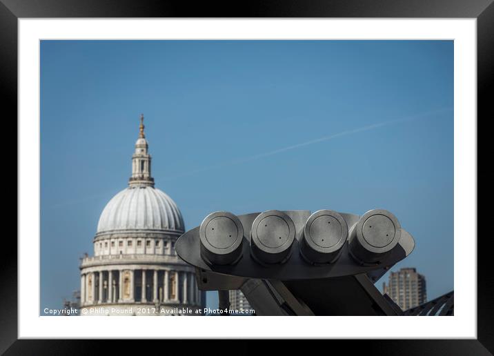 Millennium Bridge and St Paul's Cathedral in Londo Framed Mounted Print by Philip Pound