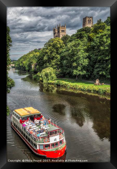 River Boat on the River Wear with Durham Cathedral Framed Print by Philip Pound