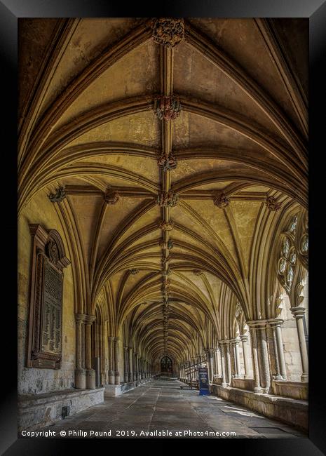 Cloisters at Norwich Cathedral  Framed Print by Philip Pound