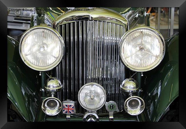  Headlight and badges on vintage Bentley Framed Print by Derek Corner
