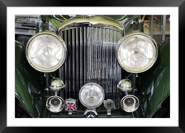  Headlight and badges on vintage Bentley Framed Mounted Print by Derek Corner