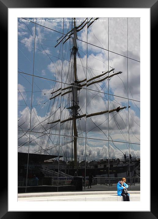  Reflections of tall ship Framed Mounted Print by Derek Corner