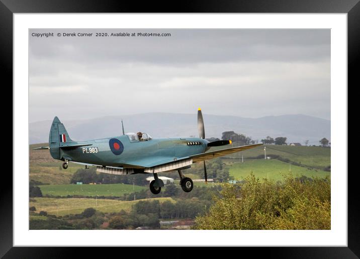 Spitfire Framed Mounted Print by Derek Corner